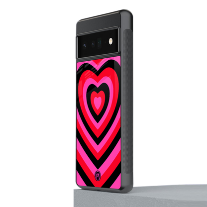 y2k black pink hearts aesthetic back phone cover | glass case for google pixel 6 pro