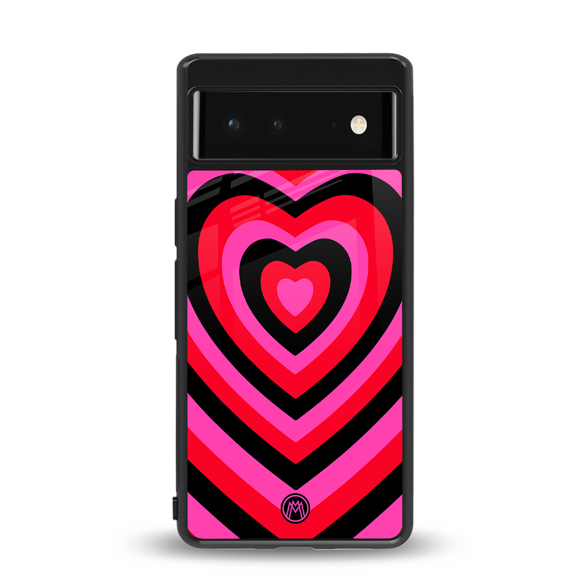 y2k black pink hearts aesthetic back phone cover | glass case for google pixel 6