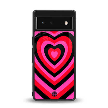 y2k black pink hearts aesthetic back phone cover | glass case for google pixel 6
