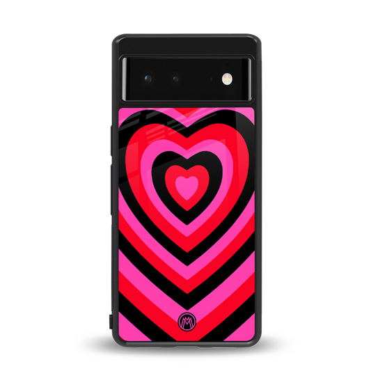 y2k black pink hearts aesthetic back phone cover | glass case for google pixel 6