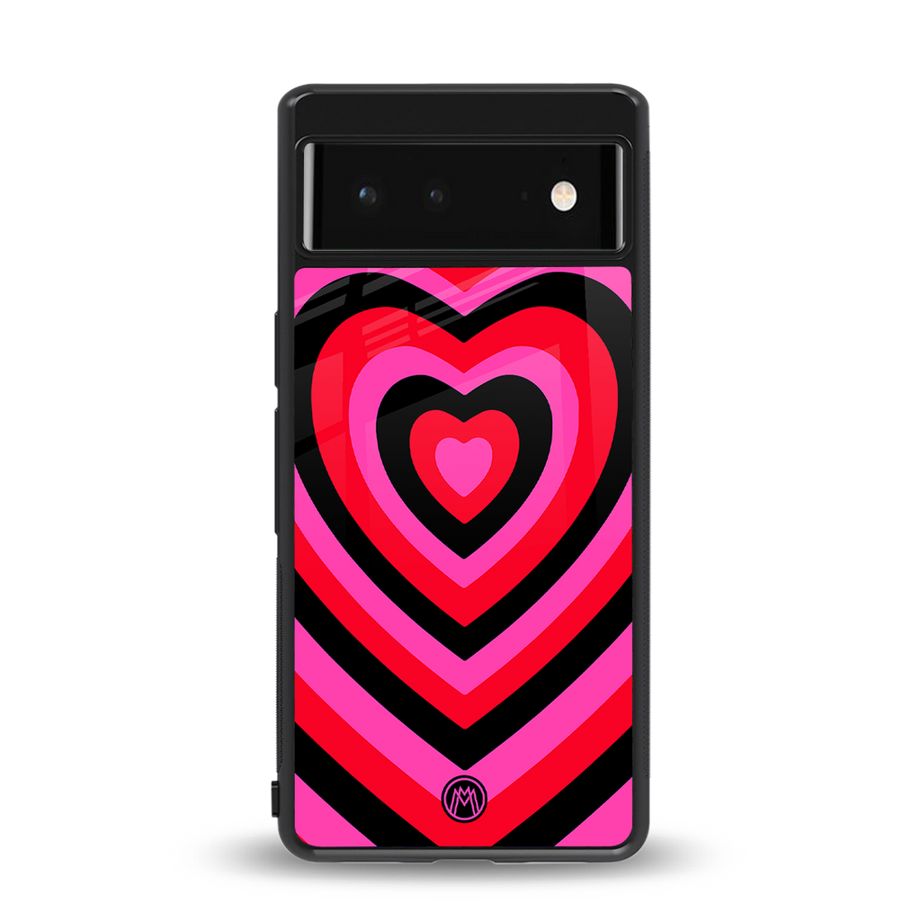 y2k black pink hearts aesthetic back phone cover | glass case for Google Pixel 6A