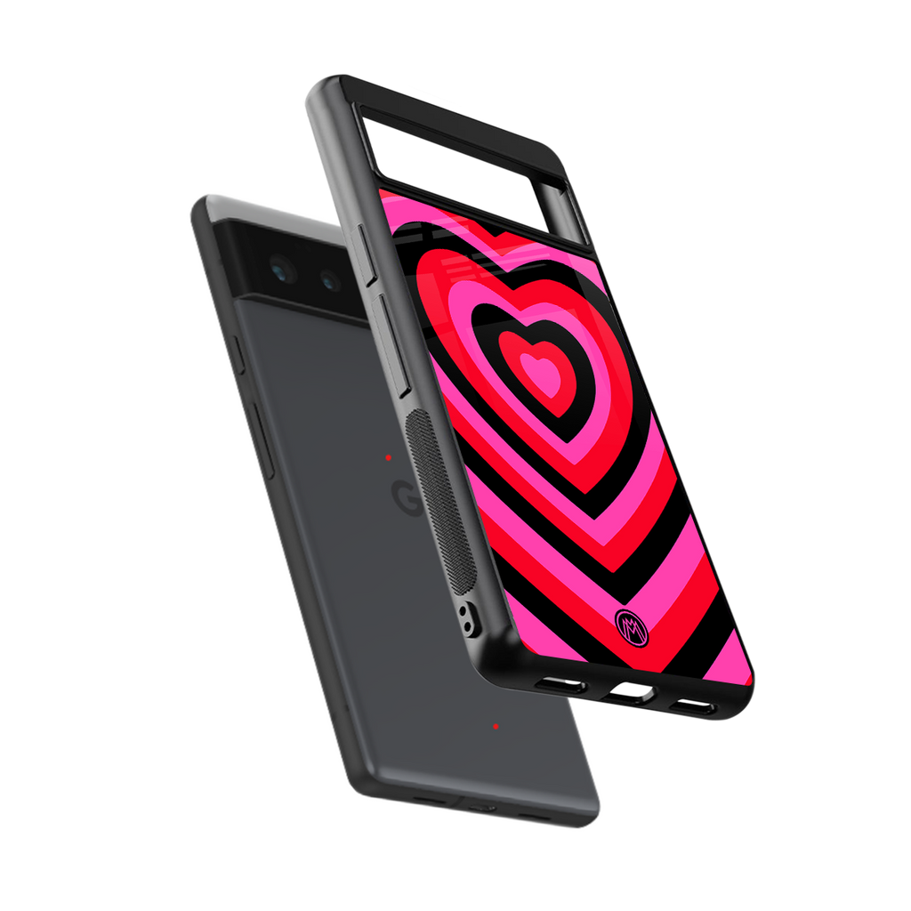 y2k black pink hearts aesthetic back phone cover | glass case for google pixel 6