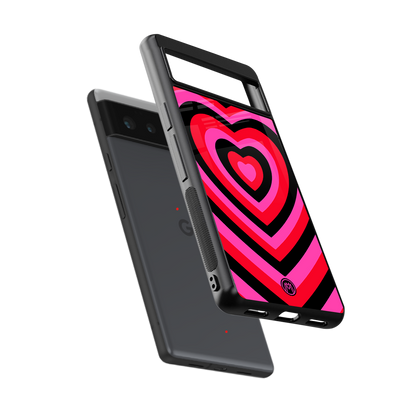 y2k black pink hearts aesthetic back phone cover | glass case for google pixel 6