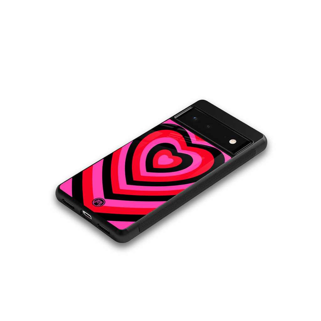 y2k black pink hearts aesthetic back phone cover | glass case for google pixel 6
