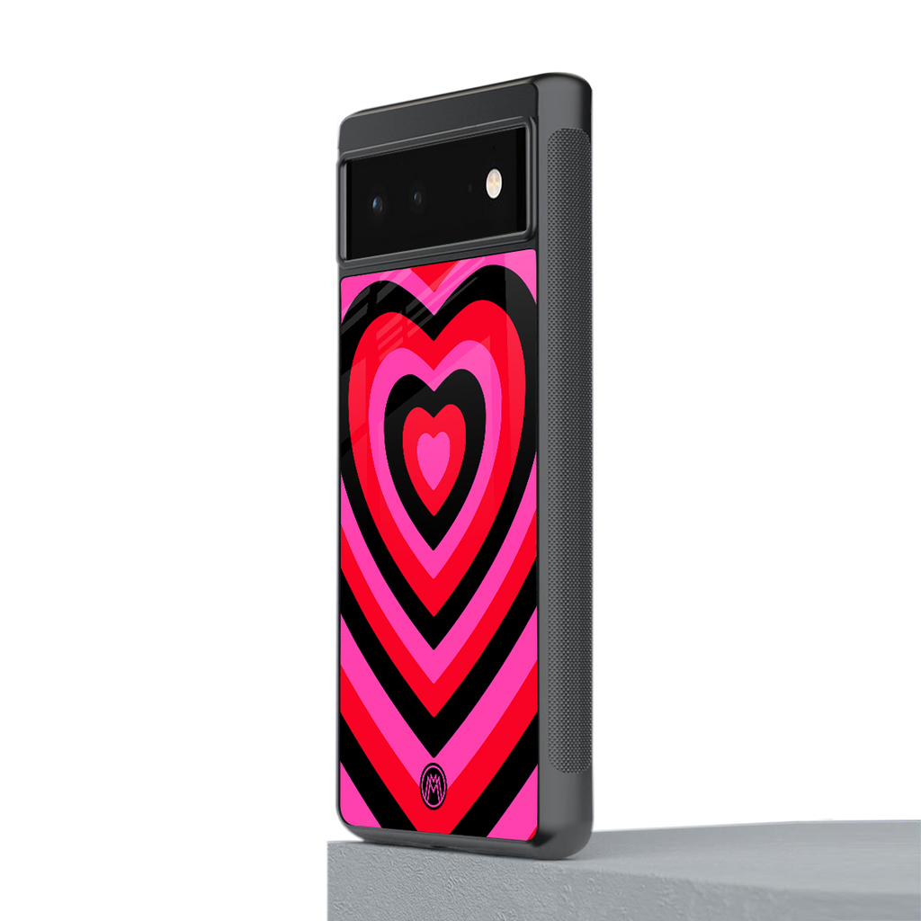 y2k black pink hearts aesthetic back phone cover | glass case for Google Pixel 6A