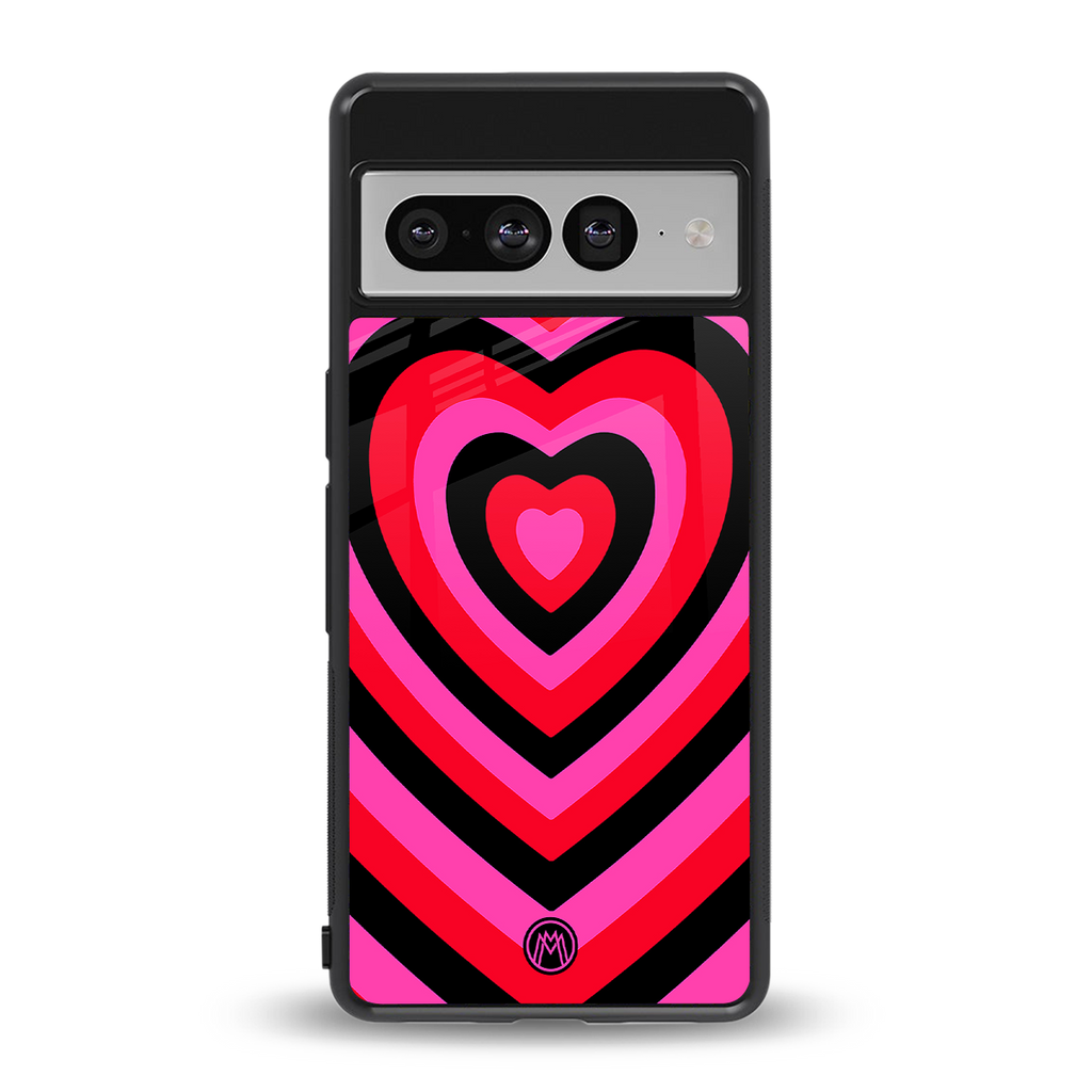 y2k black pink hearts aesthetic back phone cover | glass case for google pixel 7 pro