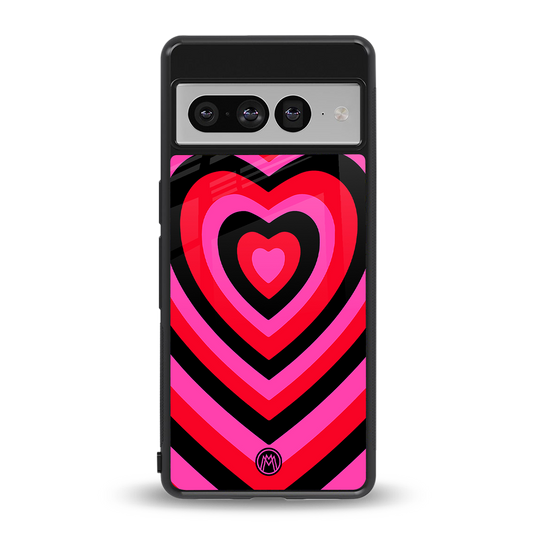 y2k black pink hearts aesthetic back phone cover | glass case for google pixel 7 pro