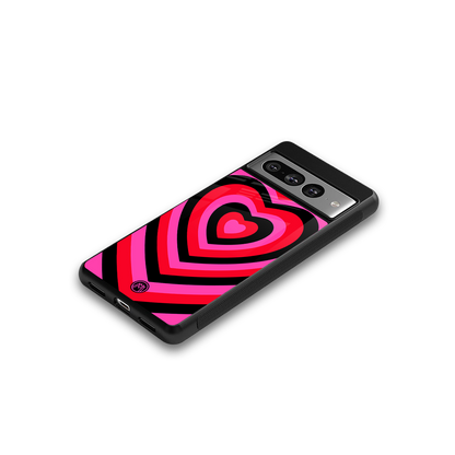 y2k black pink hearts aesthetic back phone cover | glass case for google pixel 7 pro