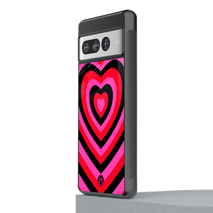y2k black pink hearts aesthetic back phone cover | glass case for google pixel 7 pro