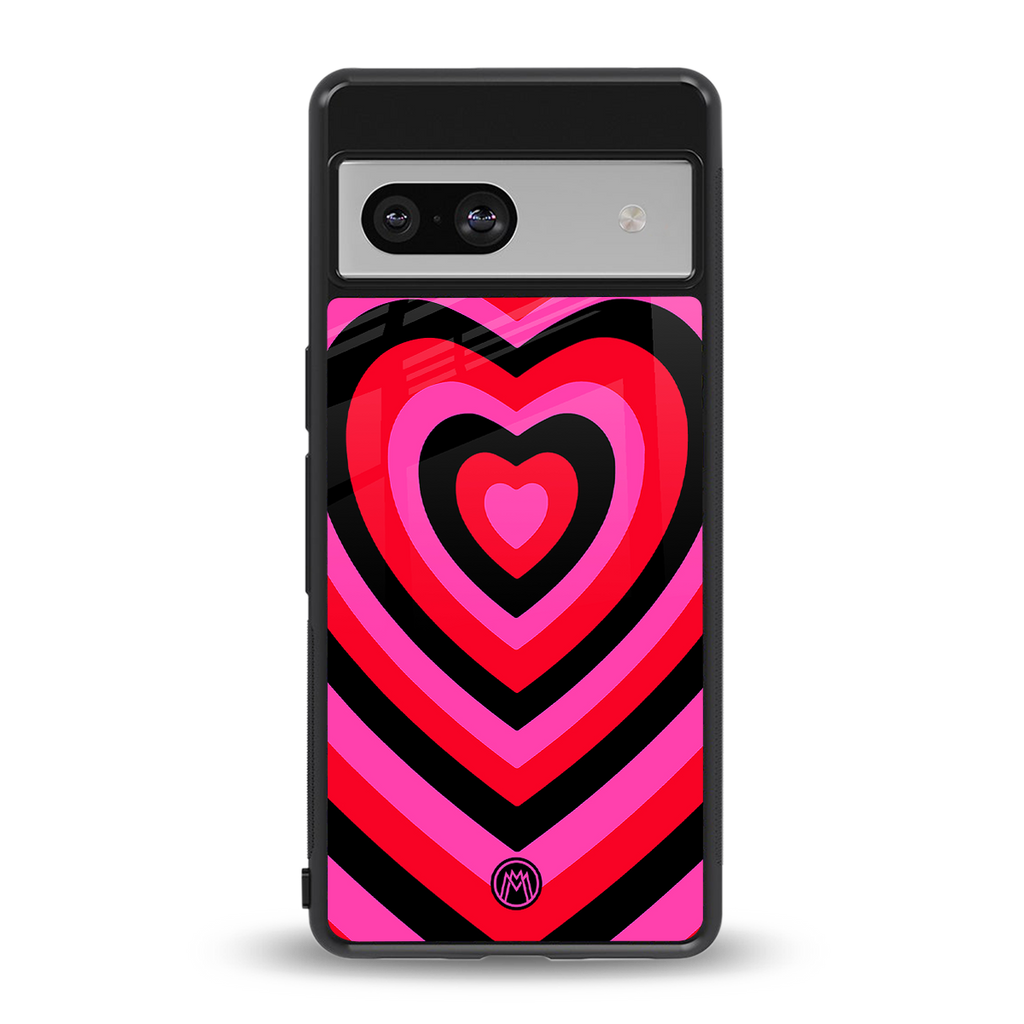 y2k black pink hearts aesthetic back phone cover | glass case for Google Pixel 7
