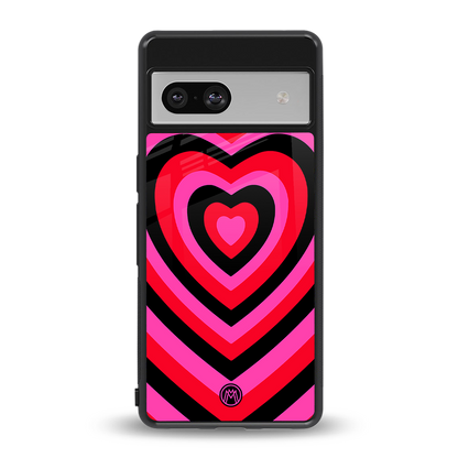 y2k black pink hearts aesthetic back phone cover | glass case for Google Pixel 7