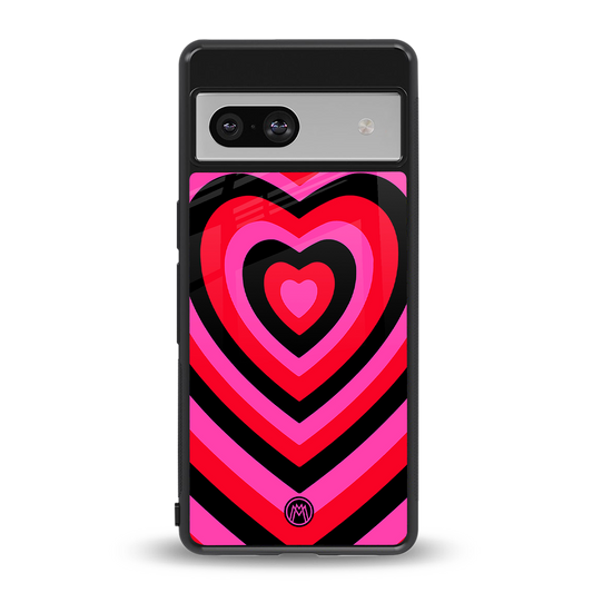 y2k black pink hearts aesthetic back phone cover | glass case for Google Pixel 7