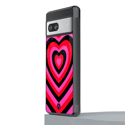 y2k black pink hearts aesthetic back phone cover | glass case for Google Pixel 7