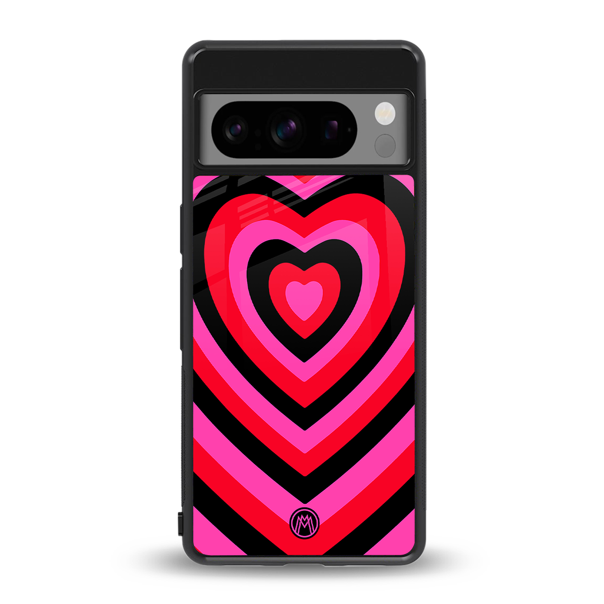 y2k black pink hearts aesthetic back phone cover | glass case for google pixel 8 pro