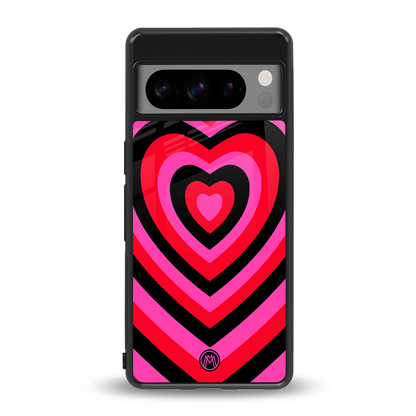 y2k black pink hearts aesthetic back phone cover | glass case for google pixel 8 pro