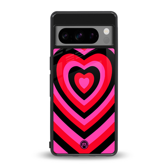 y2k black pink hearts aesthetic back phone cover | glass case for google pixel 8 pro