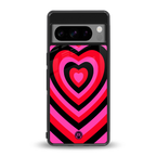 y2k black pink hearts aesthetic back phone cover | glass case for google pixel 8 pro