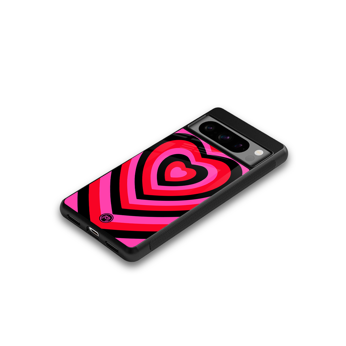 y2k black pink hearts aesthetic back phone cover | glass case for google pixel 8 pro