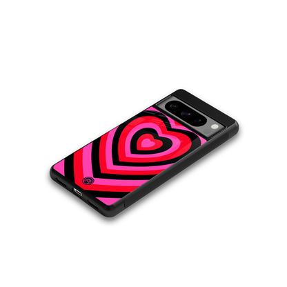 y2k black pink hearts aesthetic back phone cover | glass case for google pixel 8 pro