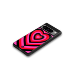 y2k black pink hearts aesthetic back phone cover | glass case for google pixel 8 pro