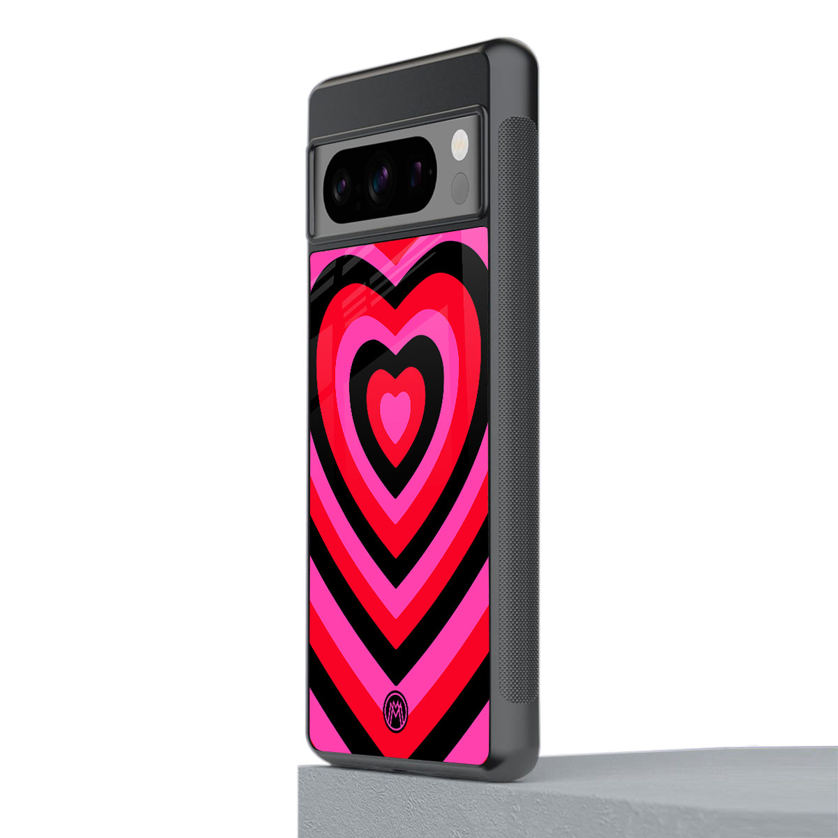 y2k black pink hearts aesthetic back phone cover | glass case for google pixel 8 pro