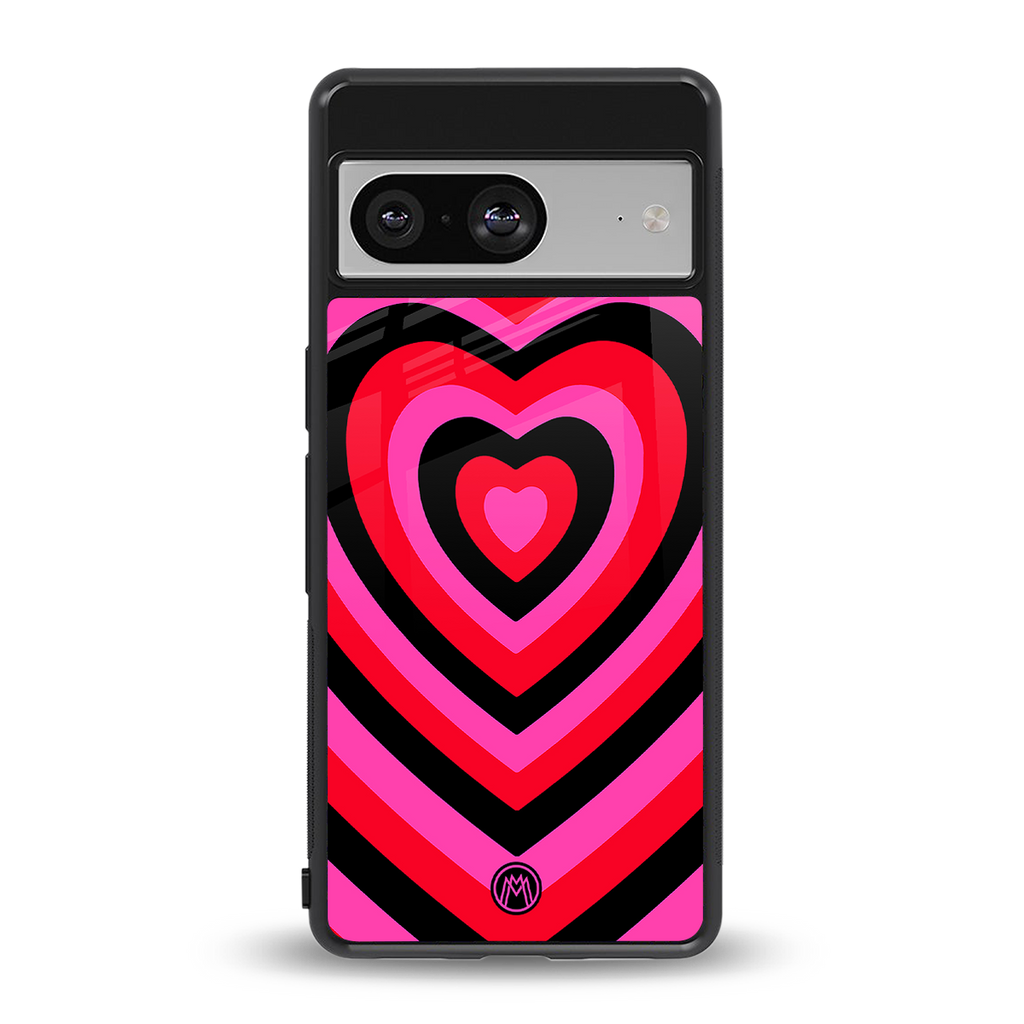 y2k black pink hearts aesthetic back phone cover | glass case for Google Pixel 8