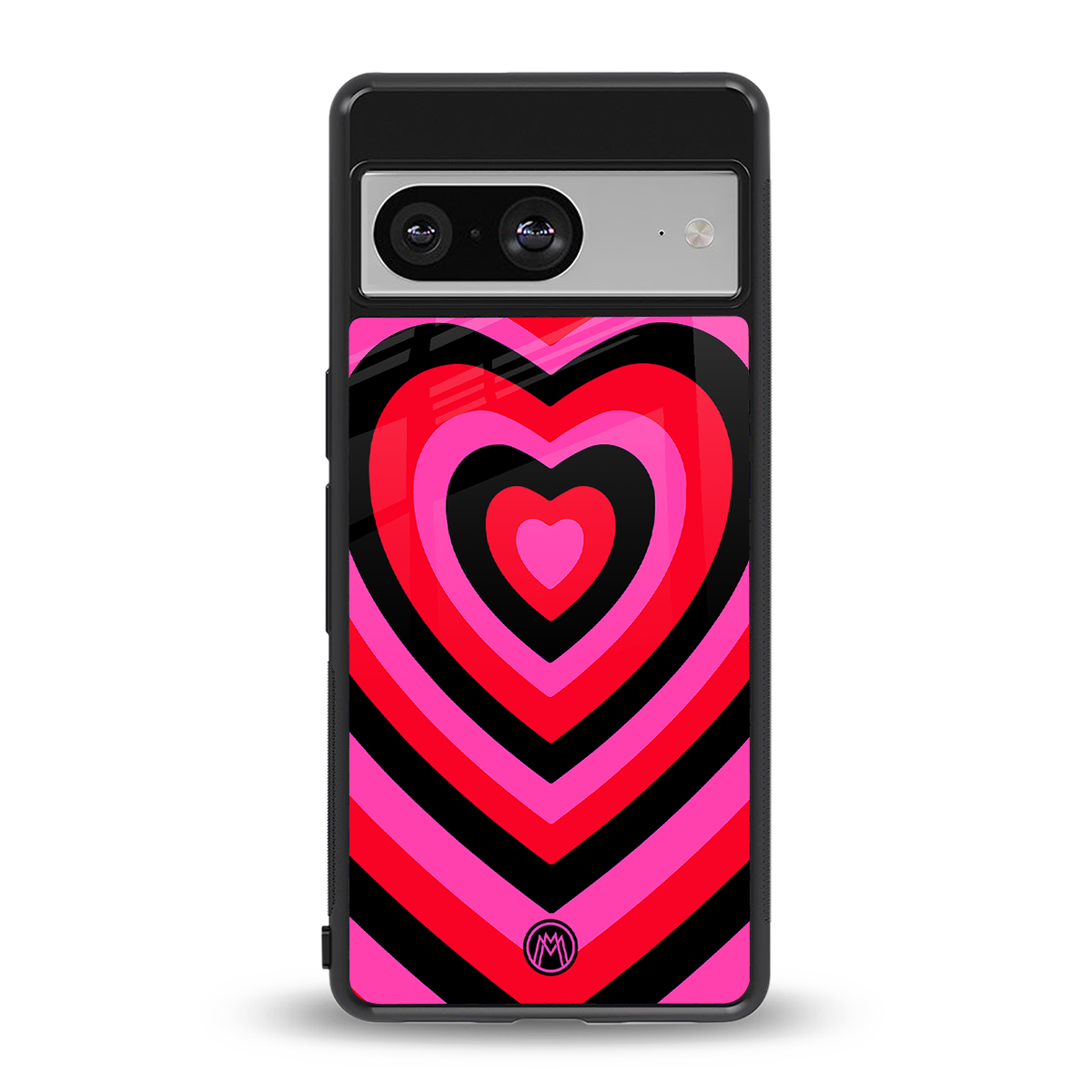 y2k black pink hearts aesthetic back phone cover | glass case for Google Pixel 8