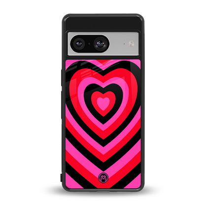 y2k black pink hearts aesthetic back phone cover | glass case for Google Pixel 8