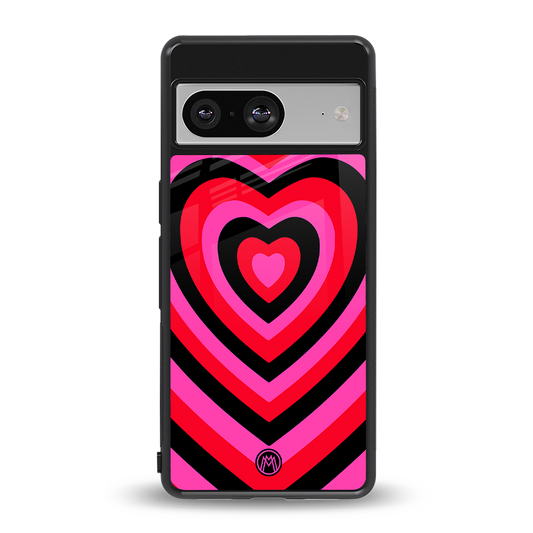y2k black pink hearts aesthetic back phone cover | glass case for Google Pixel 8