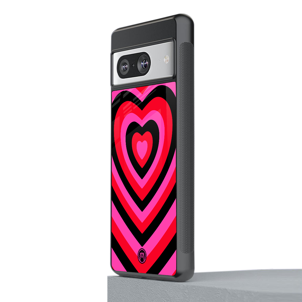 y2k black pink hearts aesthetic back phone cover | glass case for Google Pixel 8