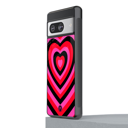 y2k black pink hearts aesthetic back phone cover | glass case for Google Pixel 8
