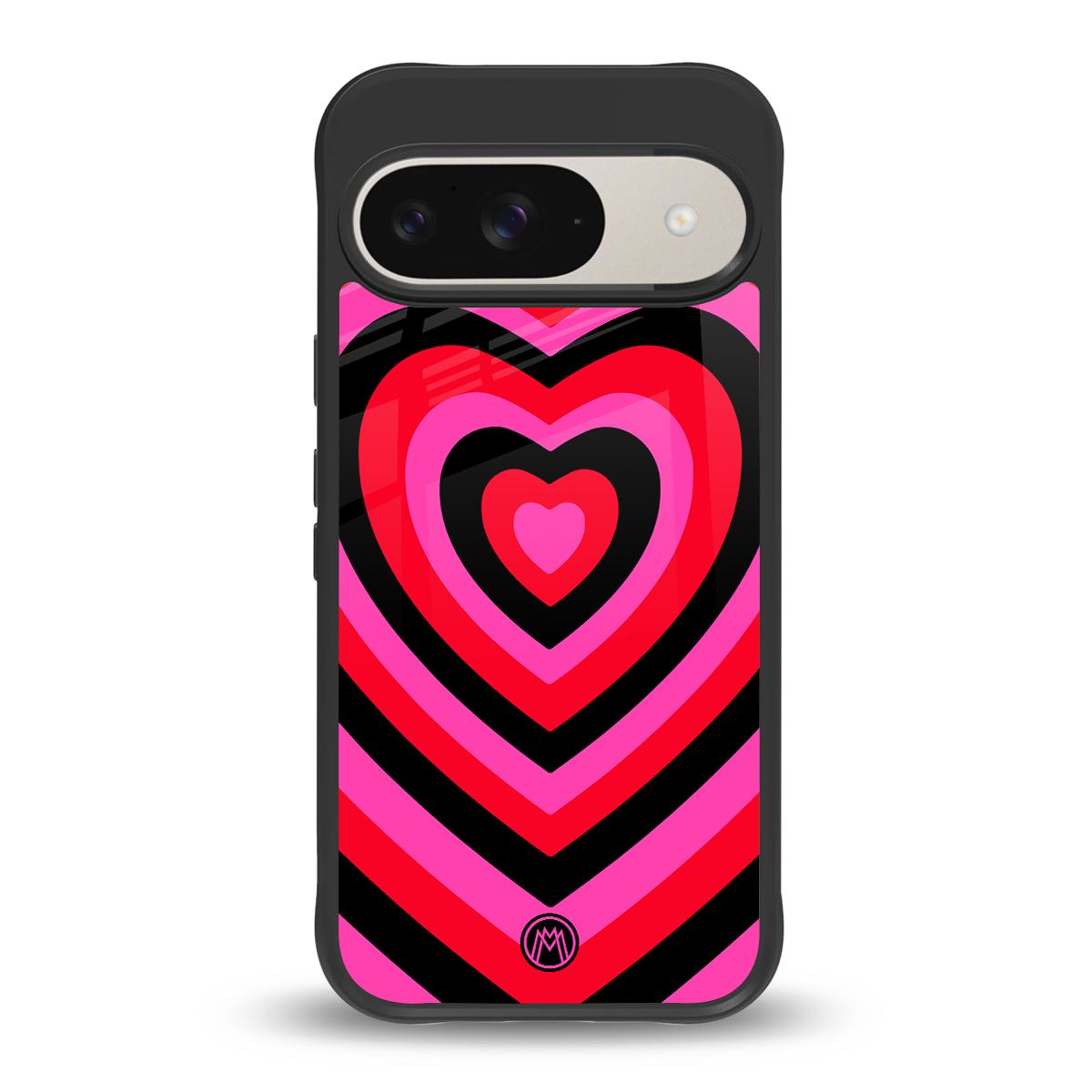 y2k black pink hearts aesthetic back phone cover | glass case for google pixel 9