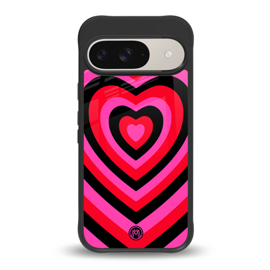 y2k black pink hearts aesthetic back phone cover | glass case for google pixel 9
