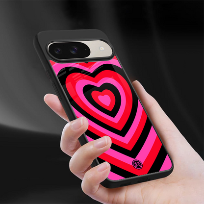 y2k black pink hearts aesthetic back phone cover | glass case for google pixel 9