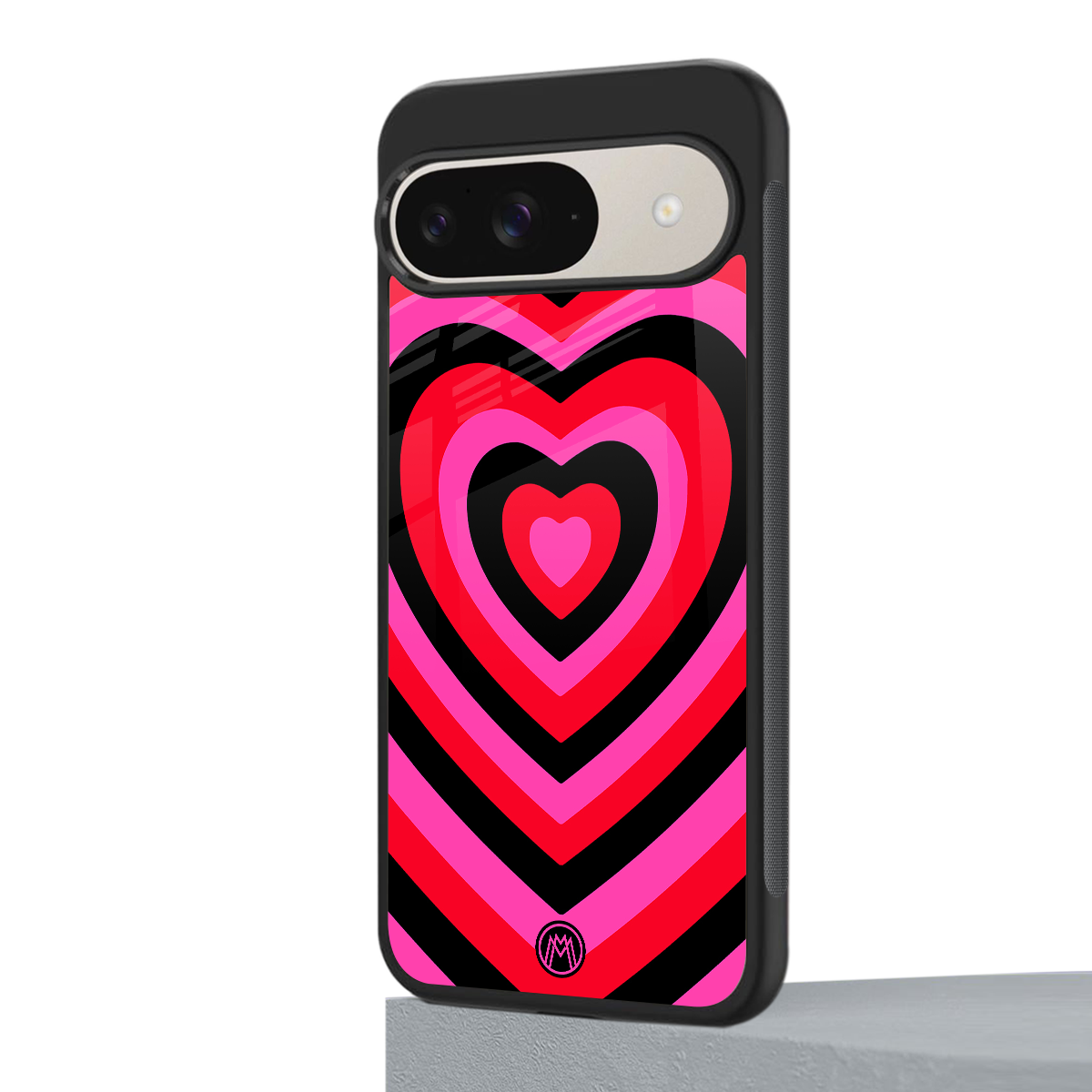 y2k black pink hearts aesthetic back phone cover | glass case for google pixel 9