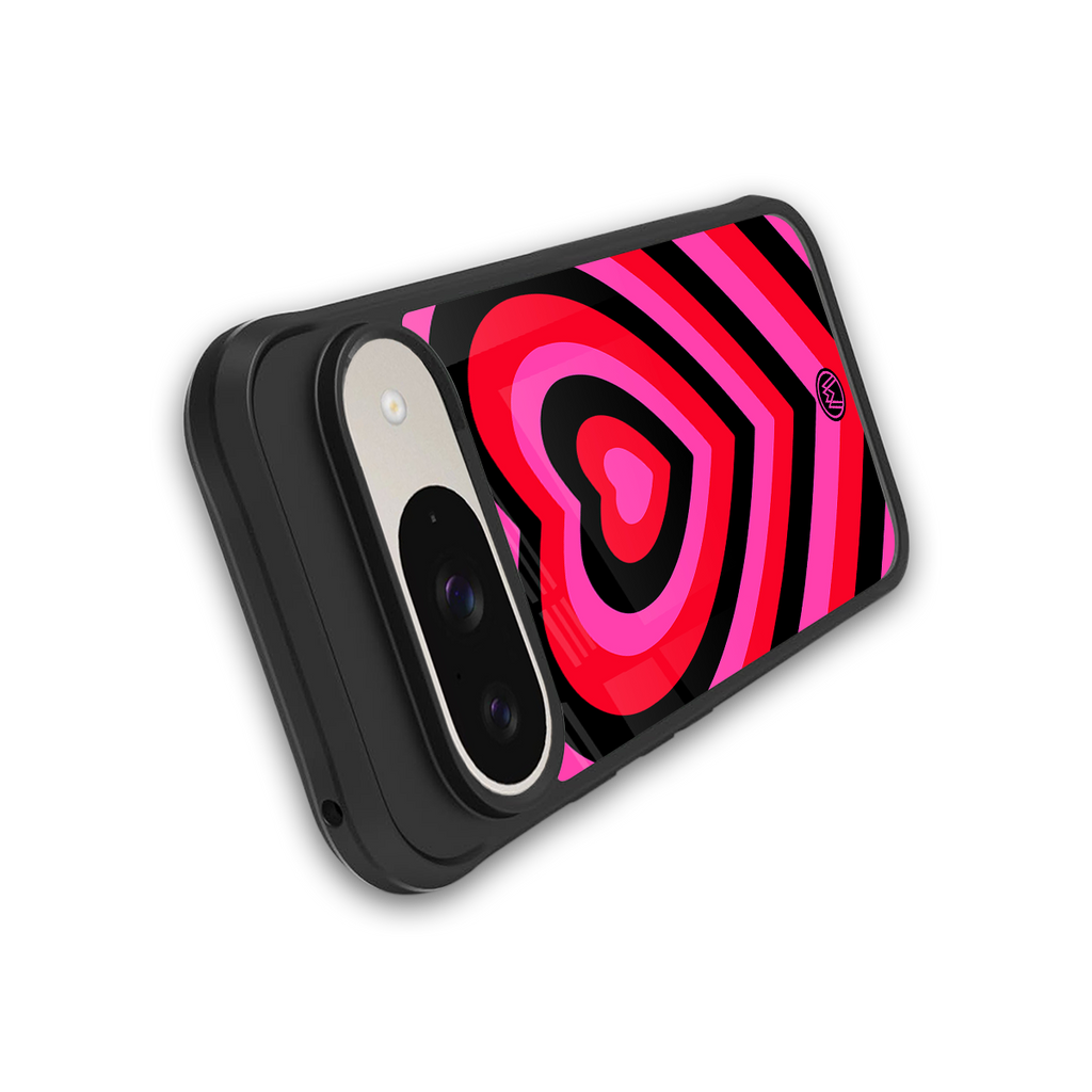 y2k black pink hearts aesthetic back phone cover | glass case for google pixel 9