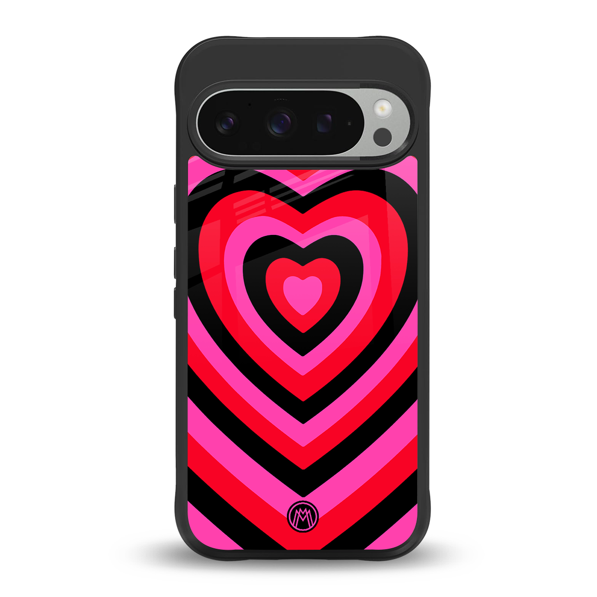 y2k black pink hearts aesthetic back phone cover | glass case for google pixel 9 pro xl