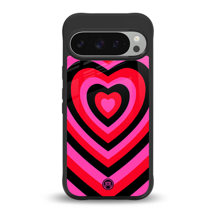 y2k black pink hearts aesthetic back phone cover | glass case for google pixel 9 pro xl