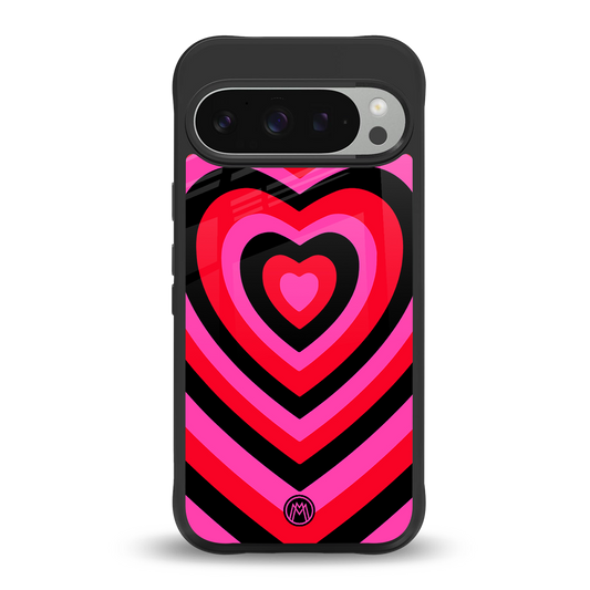 y2k black pink hearts aesthetic back phone cover | glass case for google pixel 9 pro xl