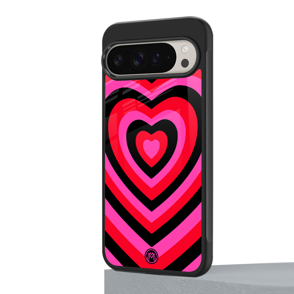 y2k black pink hearts aesthetic back phone cover | glass case for google pixel 9 pro xl