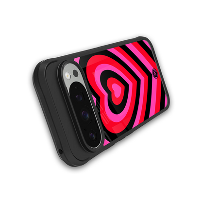 y2k black pink hearts aesthetic back phone cover | glass case for google pixel 9 pro xl