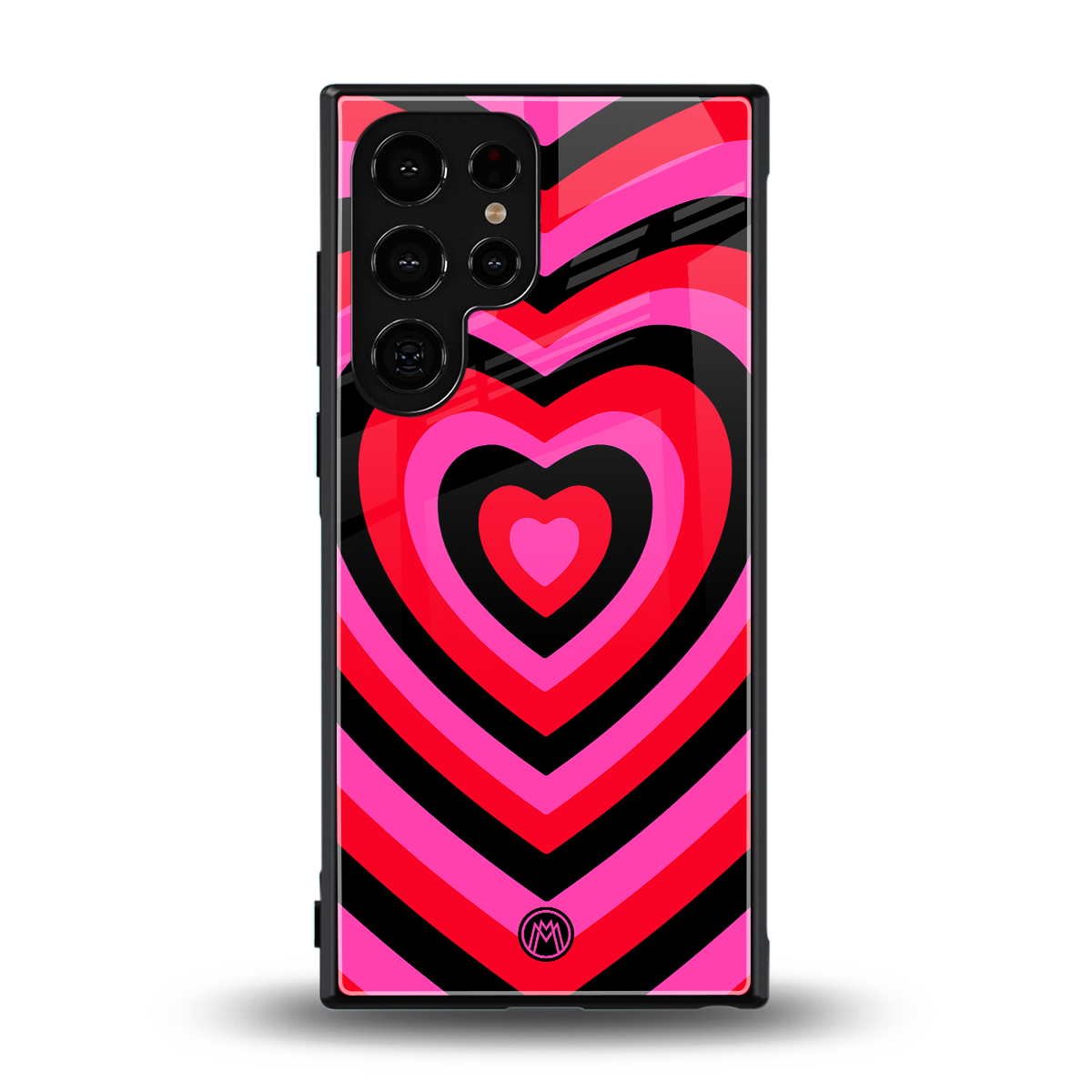 y2k black pink hearts aesthetic back phone cover | glass case for samsung galaxy s24 ultra