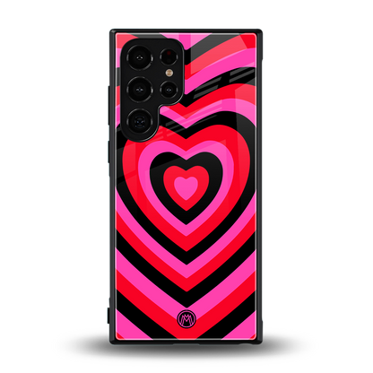 y2k black pink hearts aesthetic back phone cover | glass case for samsung galaxy s24 ultra