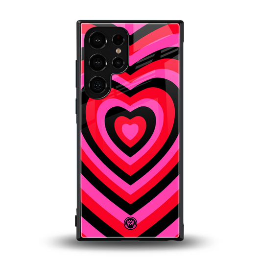 y2k black pink hearts aesthetic back phone cover | glass case for samsung galaxy s24 ultra