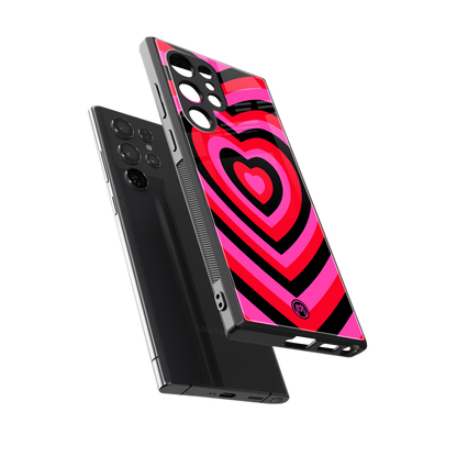 y2k black pink hearts aesthetic back phone cover | glass case for samsung galaxy s24 ultra