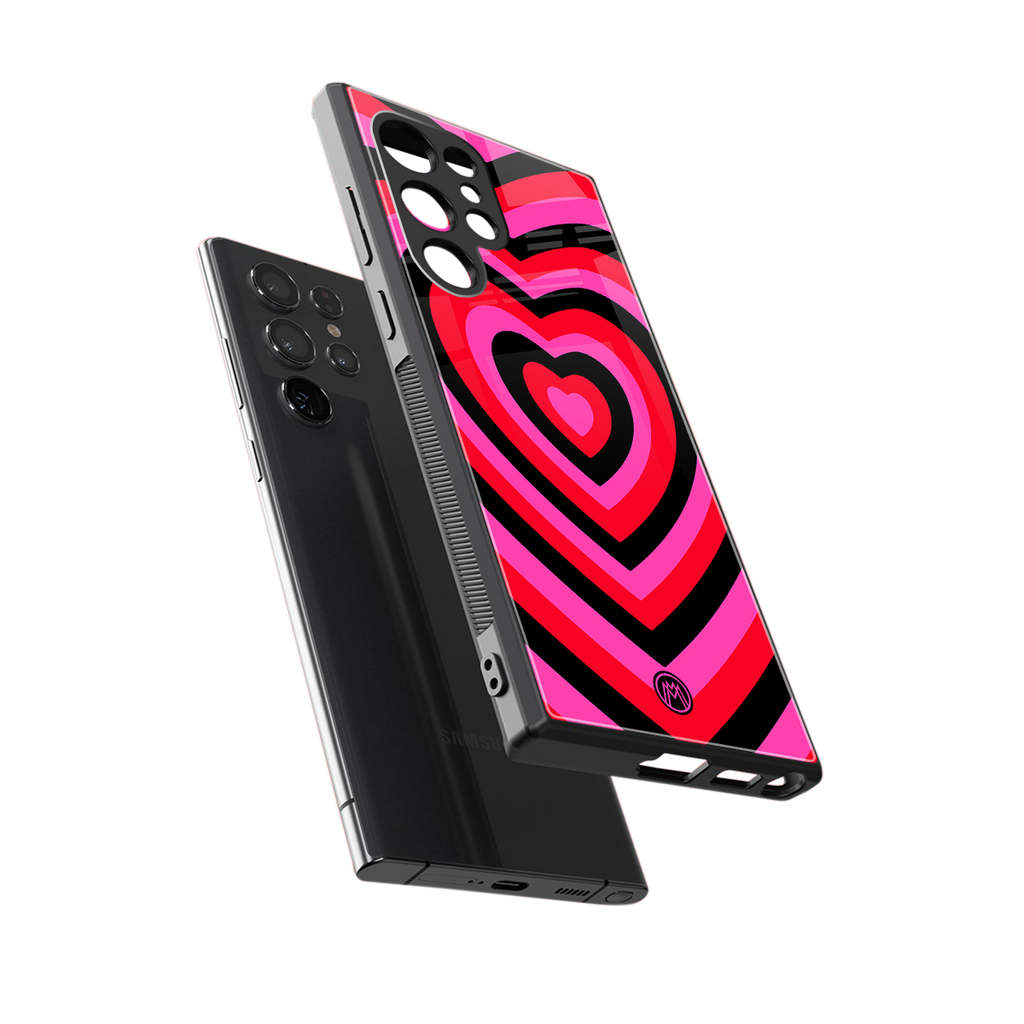 y2k black pink hearts aesthetic back phone cover | glass case for samsung galaxy s23 ultra