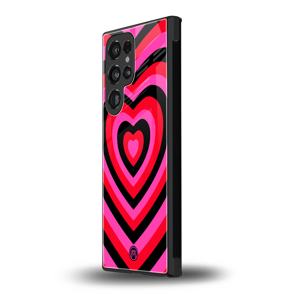 y2k black pink hearts aesthetic back phone cover | glass case for samsung galaxy s24 ultra