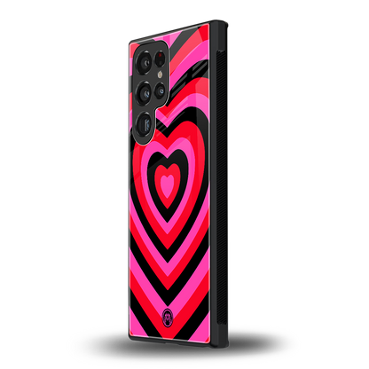 y2k black pink hearts aesthetic back phone cover | glass case for samsung galaxy s24 ultra