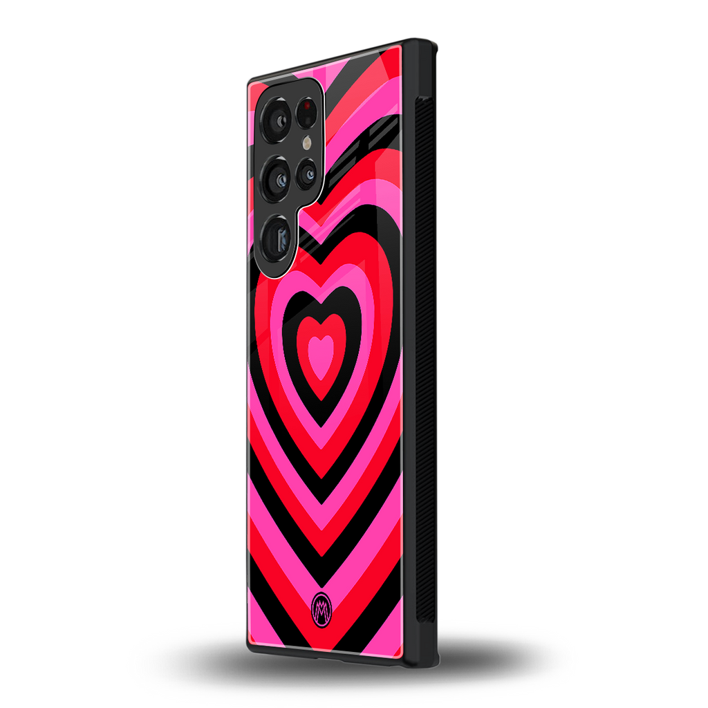 y2k black pink hearts aesthetic back phone cover | glass case for samsung galaxy s23 ultra
