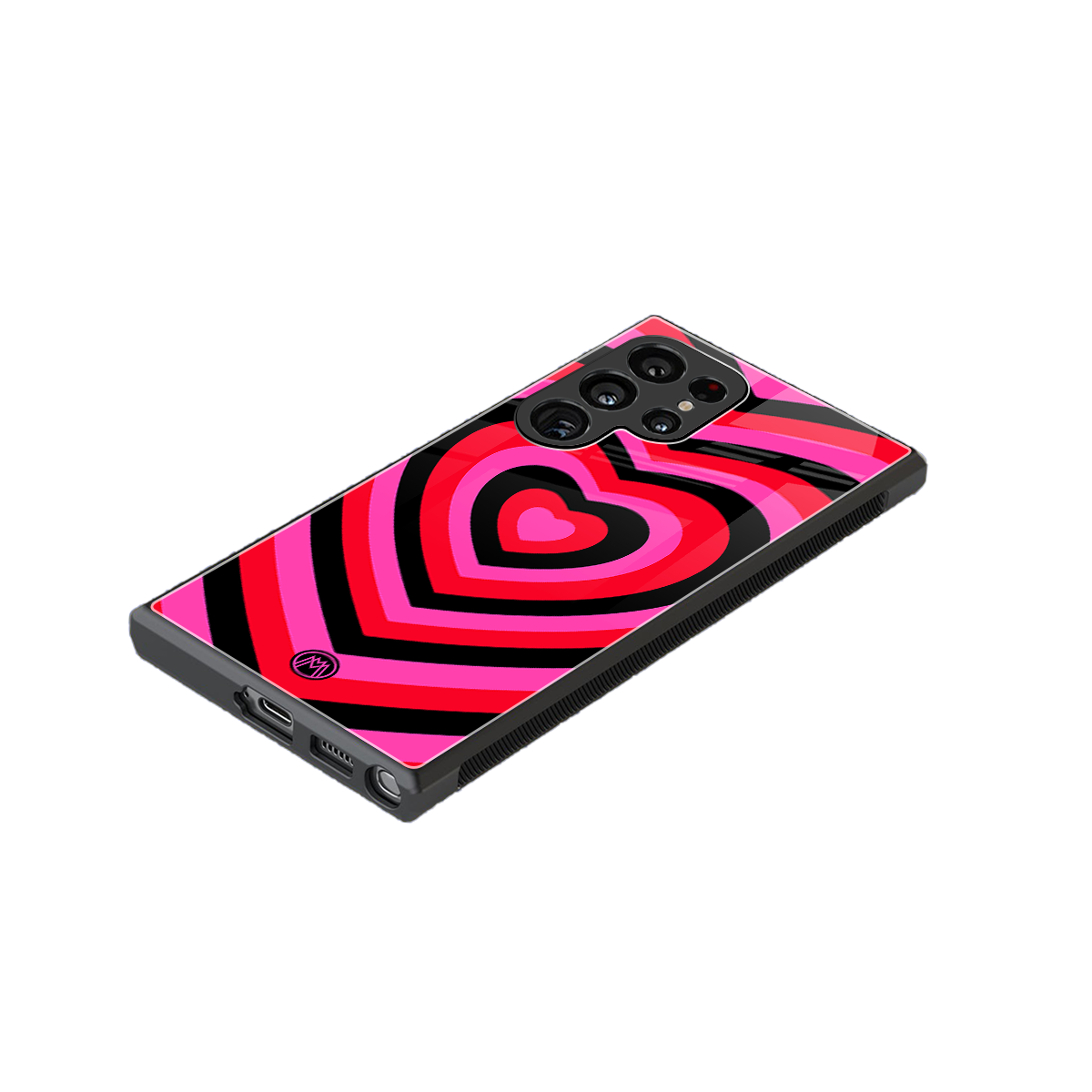 y2k black pink hearts aesthetic back phone cover | glass case for samsung galaxy s24 ultra